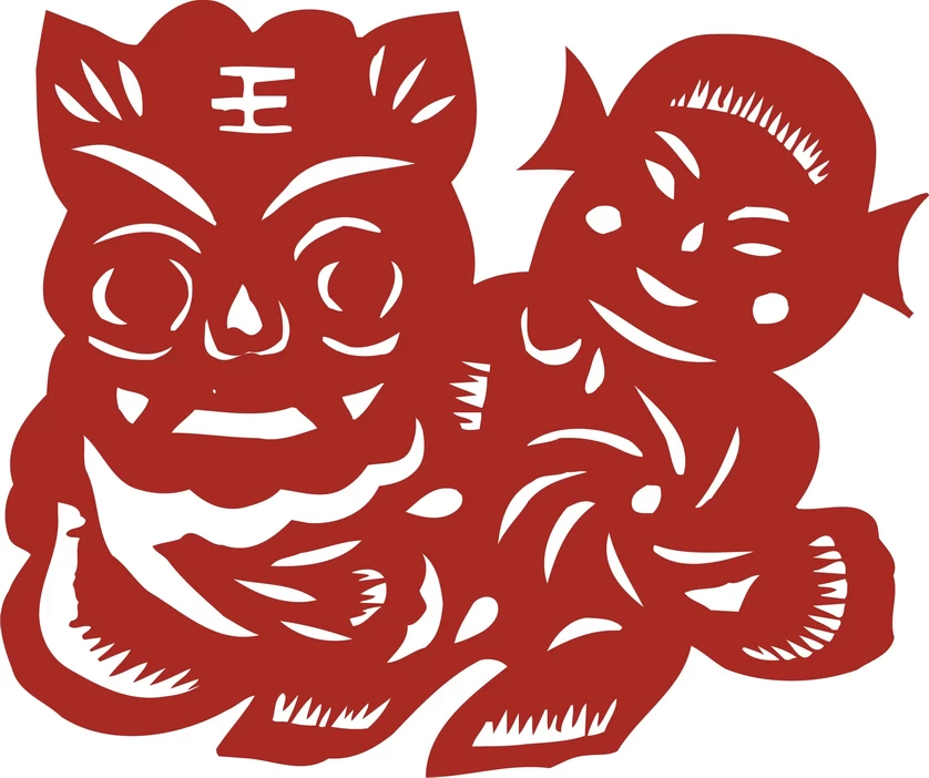 中国风中式传统喜庆民俗人物动物窗花剪纸插画边框AI矢量PNG素材【1492】